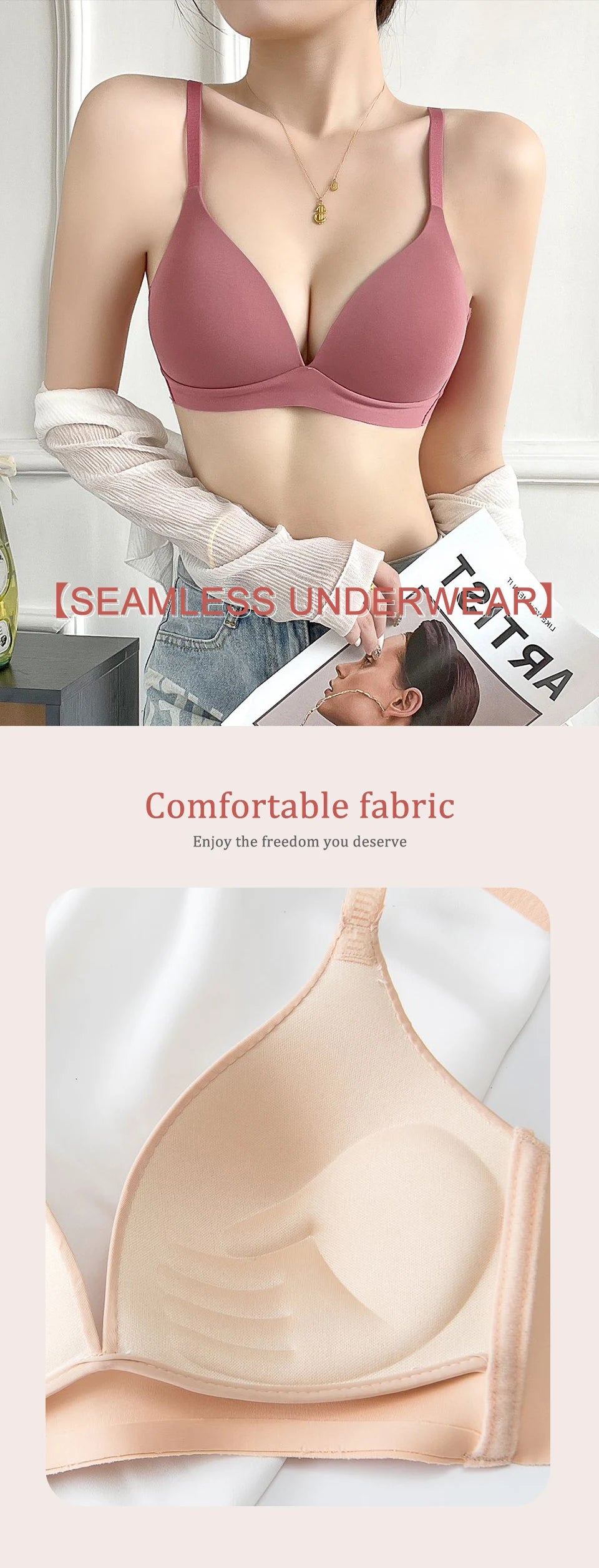 Seamless Bras for Women Japanese Style Wireless Underwear No Steel Ring Bralette 3/4 Cup Glossy Bra Female Lingerie