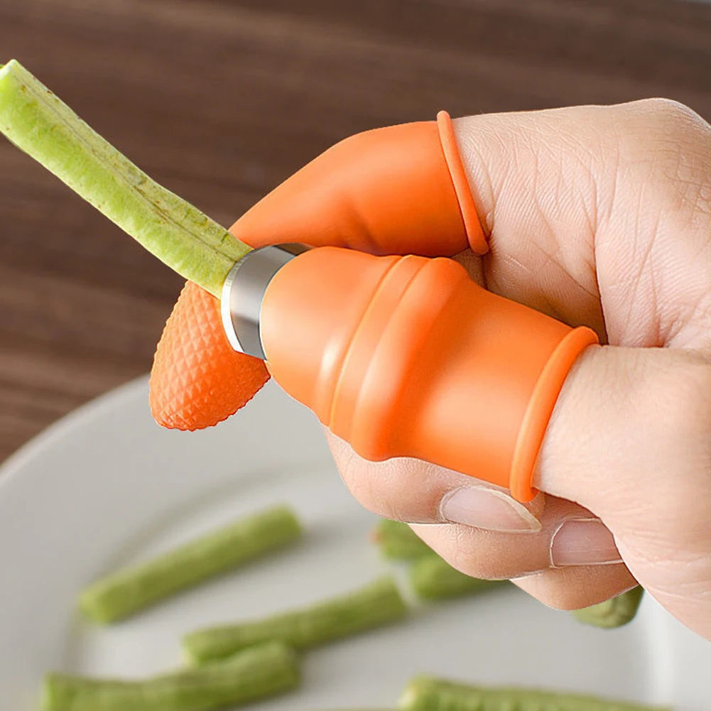 1-8set Silicone Thumb Knife Garden Picking Plant Vegetables Thumb Cutter Iron Nail Picker Pruning Shears Kitchen Acceesories