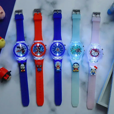 MINISO Disney Fashion Minnie Children's Watch Mickey Mouse Children's Flash Light Cartoon Figure Doll Boys Girls Birthday Gifts