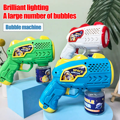 Space Astronauts Fully Automatic Bubble Gun Rocket Bubbles Machine Automatic Blower with Bubble Liquid Toy for Kids Bubble Gift