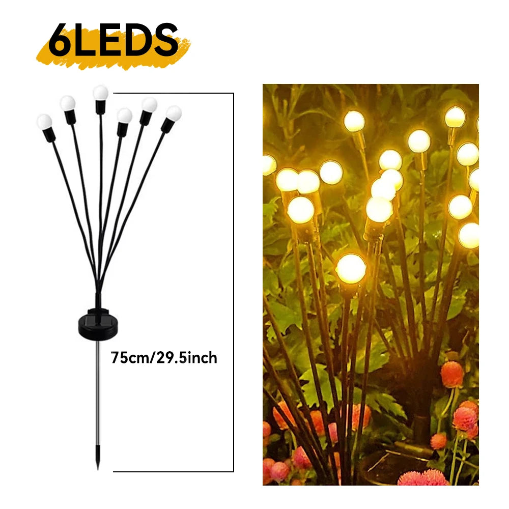 1pc 6/8/10LED Pack Solar Firefly Lights Upgraded Solar Garden Lights Outdoor Waterproof Solar Swaying Landscape Outdoor Lights