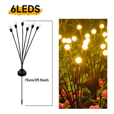 1pc 6/8/10LED Pack Solar Firefly Lights Upgraded Solar Garden Lights Outdoor Waterproof Solar Swaying Landscape Outdoor Lights