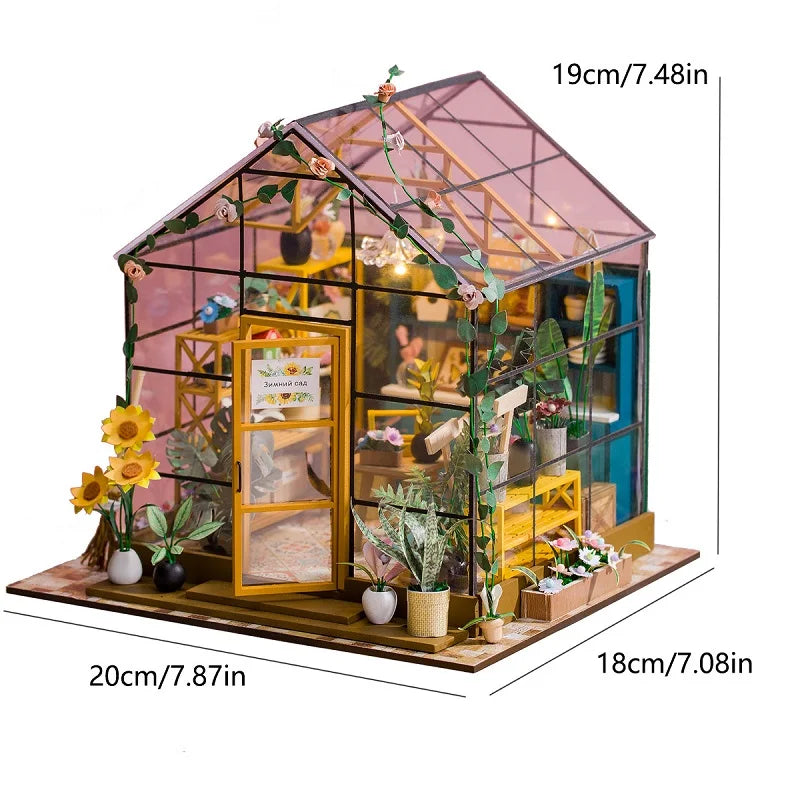 Doll House Kit Mini DIY Flower House Handmade 3D Puzzle Assembly Building Toys Home Bedroom Decoration With Furniture DollHouses