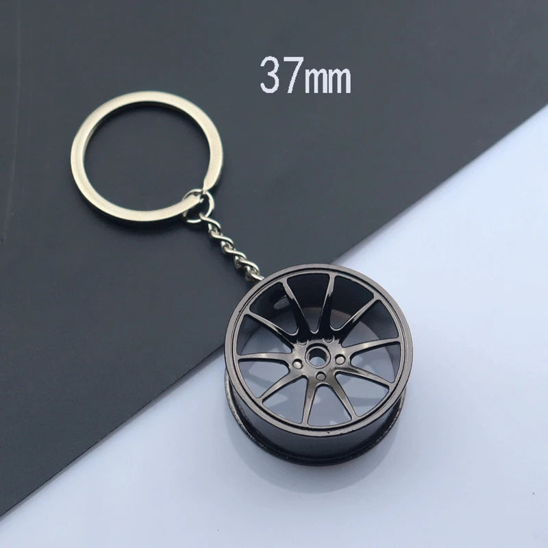 Classic Mini Turbo Hub Keychain Creative Metal Auto Parts Pendant With Key Holder For Men Gifts