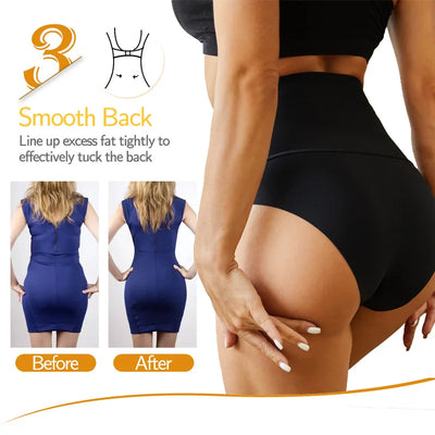 3PCS/Set Women High Rise Seamless Shapewear Bodysuit Ice Silk Tummy Control Butt Lifter Briefs Female Slimming Soft Underwear