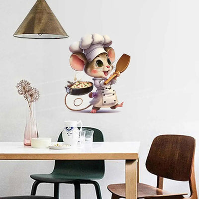 Creative Cartoon Cute Chef Mouse Self-Adhesive Wall Stickers Bedroom Living Room Corner Staircase Home Decoration Sticker M765