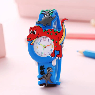 Cute cartoon 3D dinosaur Tyrannosaurus Rex silicone strap children's watch Kids Student Watch