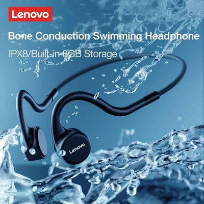 Lenovo X5 Bone Conduction Earphones Bluetooth V5.0 Wireless Headphones IPX8 Waterproof Sport Built in 8GB Memory Headset