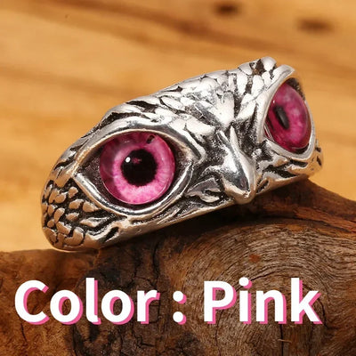 Fashion Design Owl Rings Multicolor Eyes Silvery for Men Women Punk Gothic Open Adjustable Rings Jewelry Gift Resizable