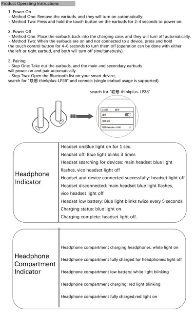 Original Lenovo LP38 TWS Wireless Bluetooth 5.4 Earphones Ear Clip Smart Noise Cancellation Earbuds Game Music Dual Mode Headset