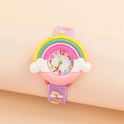 2024 New Rainbow Cloud Printed Silicone Band Children's Watch Girl Cute Cartoon Quartz Watch Kids Watches Boys Girl Watche