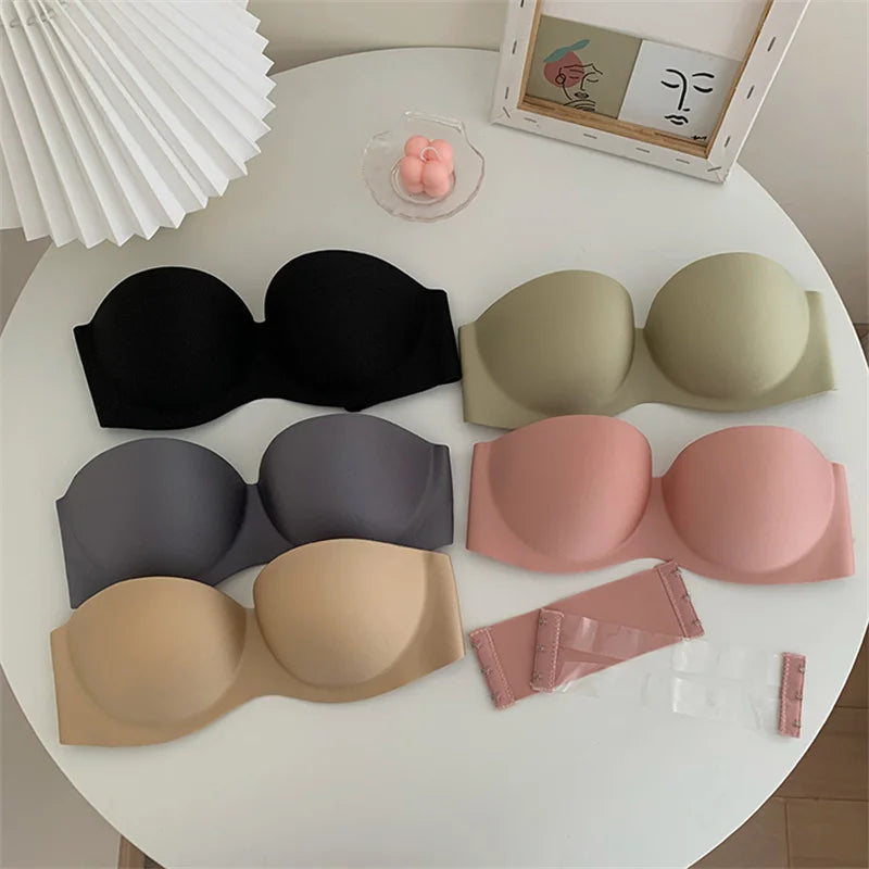 FINETOO Sexy Strapless Bras Women Wireless Bralette Soft Female Underwear Ladies Seamless Bras Invisible Bra With 2pcs Straps