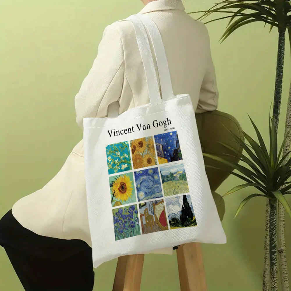 Vincent Van Gogh Capacious Tote Bag, Casual Portable Shoulder Bag ,Lightweight Shopping Bag, Big Reusable Canvas Bag