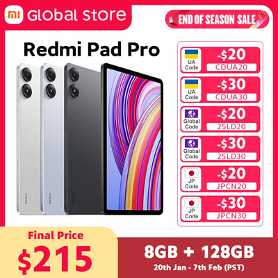 New Xiaomi Redmi Pad Pro Global Version 12.1" 120Hz LCD Display Snapdragon® 7s Gen 2 Mobile Platform 10000mAh 33W Fast Charging