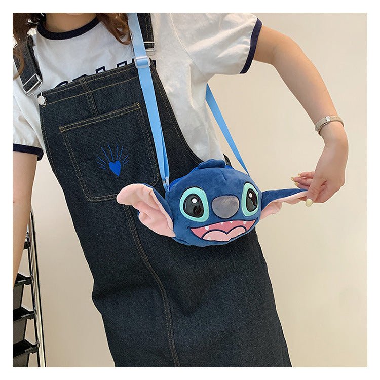 Disney New Lilo & Stitch Plush Toys Kawaii Plush Messenger Bag Girl Handbag Anime Stuffed Toys Children Cartoon Plushie Soft Bag