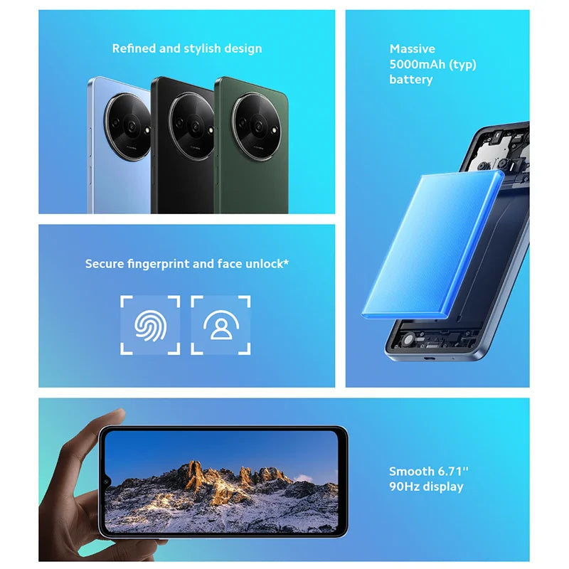 Global Version Xiaomi Redmi A3 Smartphone 64GB / 128GB ROM 6.71" Dot Drop display MediaTek Helio G36 5000mAh Battery 8MP Camera