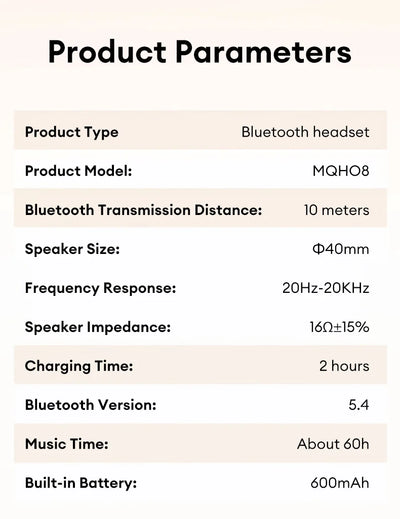 Monster MQH08 Wireless Bluetooth 5.4 Over-Ear Headphones 60H Long Battery Life Earbuds Noise Cancelling Gaming Headset With Mic