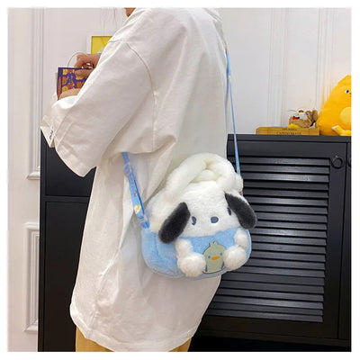 Kawaii Sanrio Plush Bag Kuromi Backpack Anime Melody Cinnamoroll Plushie Handbags Pochacco Cartoon Stuffed Bag for Girls Gifts