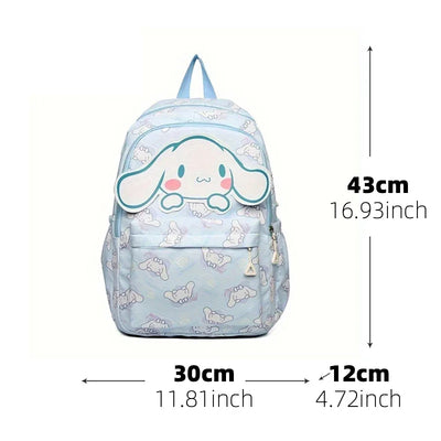 Cinnamoroll Series Backpack Set, Cartoon Anime Schoolbag, Casual Large Capacity Daypack, Student Kids Travel Commute Knapsack