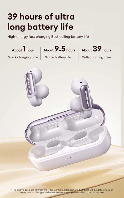 New Monster AC601 Wireless Bluetooth 5.4 Earphones ENC Call Noise Cancelling Gaming Earbuds 36H Long Standby Waterproof Headset