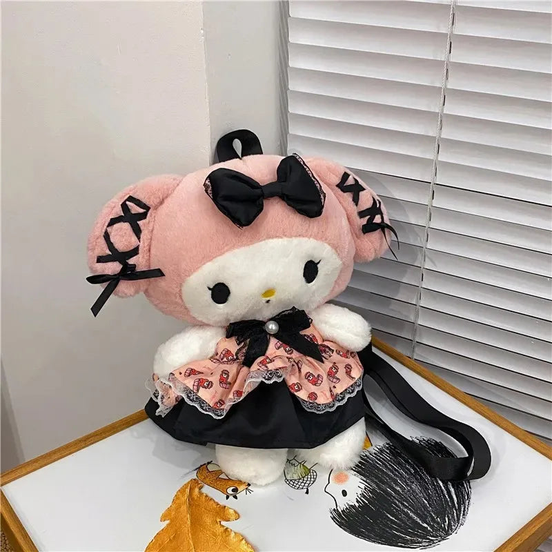 Kawaii Sanrio Bag Kuromi Plush Backpack Lolita Style Plushies Stuffed Animal Doll Toys My Melody Bag Women Tote Girl Christmas