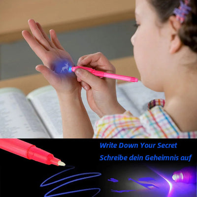 4pcs/lot Luminous Light Pen Magic Purple 2 In 1 UV Black Light Combo Drawing Invisible Ink Pen Learning Education Toys For Child