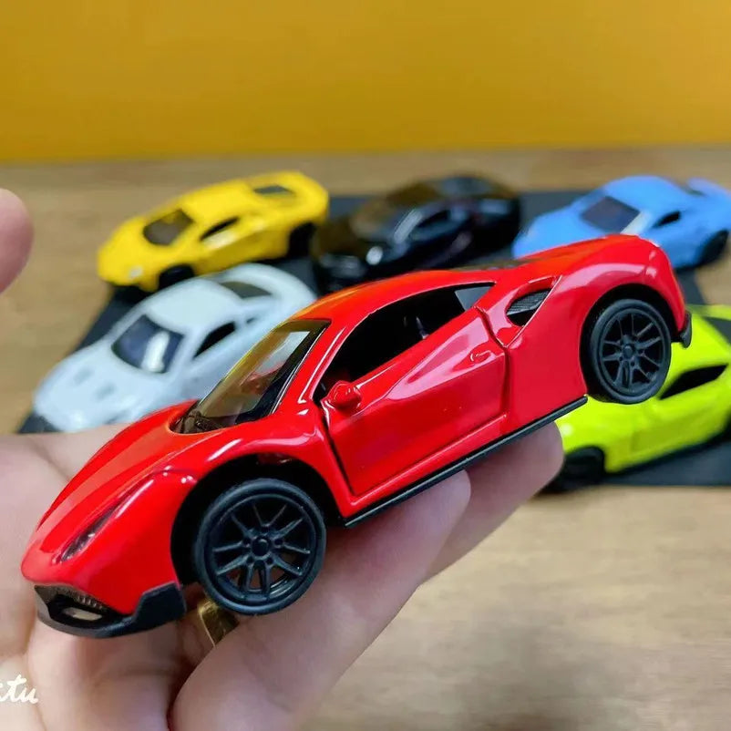 1:43 Diecast Alloy Car Model Metal Pull Back Simulation Car Toy Boy Sports Car Ornament with to Open the Door Toys for Kids