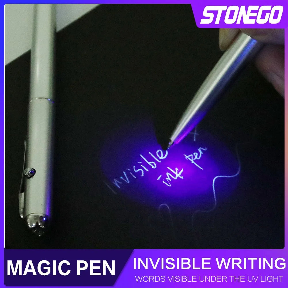 1PC Invisible Ink Pen Novelty Plastic Material Ballpoint Pens With Uv Light Magic Secret Ballpoint