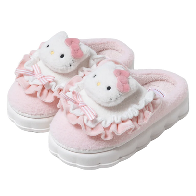 Sanrio Kawaii Cinnamoroll Womens Slippers Kuromi Hello Kitty Plush Cartoon Cute Sweet Suitable Indoor Outdoor Winter Slippers