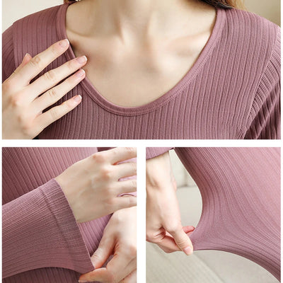 Warm Thermal Underwear Sexy Ladies Intimates Long Johns Women Shaped Sets Female Middle Collar Thermal Shaping Clothes