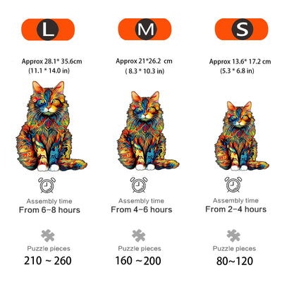 unique Cat Pattern Wooden Puzzle,Irregular Animal Shapes,  Leisure toys, The Gift for Halloween, Christmas, Birthday.