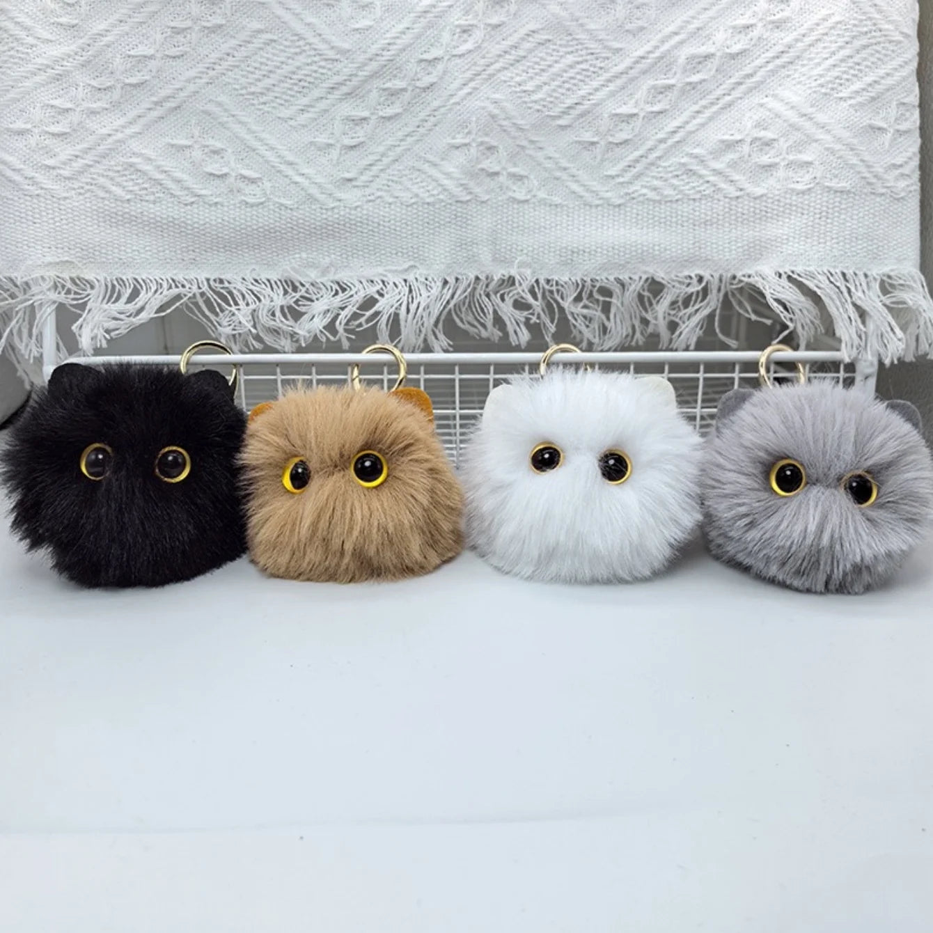 Cute Plush Cat Keychain Cartoon Doll Toy Pendant Keyring For Women Girls Bag Ornament Car Key Chain Children Gifts Accessories