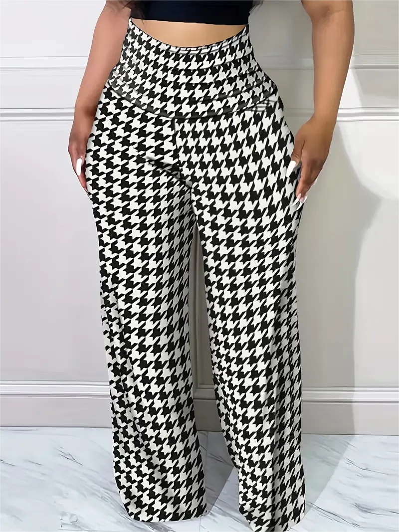 Women's Plaid Wide Leg Pants  High Waist Casual Loose Trousers for Spring   Summer