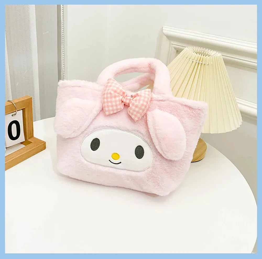 Kawaii Sanrio Bag Kuromi Plush Backpack Lolita Style Plushies Stuffed Animal Doll Toys My Melody Bag Women Tote Girl Christmas