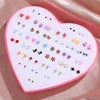 New Design Random 36 Pairs/Lot Lovely Mini Earing Cute Snowflakes Cat Butterfly Stud Earrings For Girl Fashion Daily Ear Jewelry