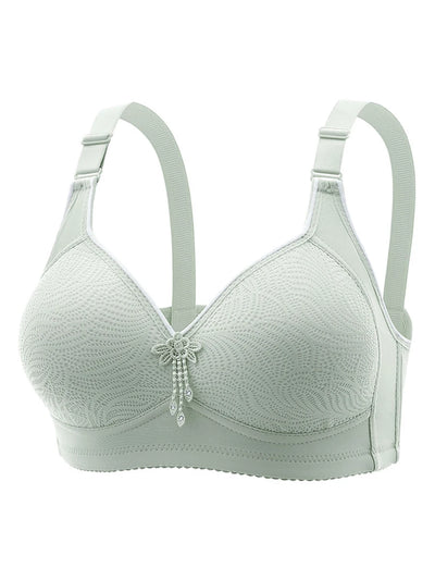 1 Piece Appliques Jacquard Bra, Elegant Lightly Padded Wireless Bra, Women's Lingerie & Underwear