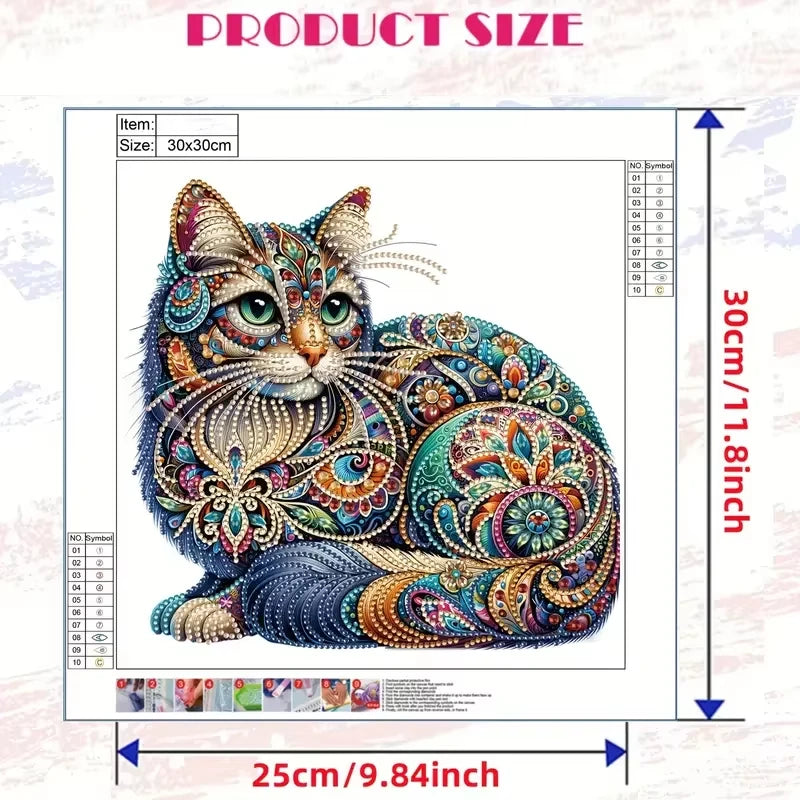 1pc Cat Pattern Diamond Painting Kit, DIY 5D Special Shape Crystal Diamond Partial Diamond Painting Mosaic Making Craft Frameles