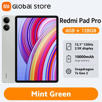 جهاز Xiaomi Redmi Pad Pro الجديد الإصدار العالمي بشاشة LCD مقاس 12.1 بوصة ومعدل تحديث 120 هرتز ومنصة Snapdragon® 7s Gen 2 المحمولة وبطارية 10000 مللي أمبير في الساعة وشحن سريع بقوة 33 وات