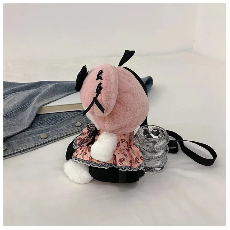 Kawaii Sanrio Bag Kuromi Plush Backpack Lolita Style Plushies Stuffed Animal Doll Toys My Melody Bag Women Tote Girl Christmas