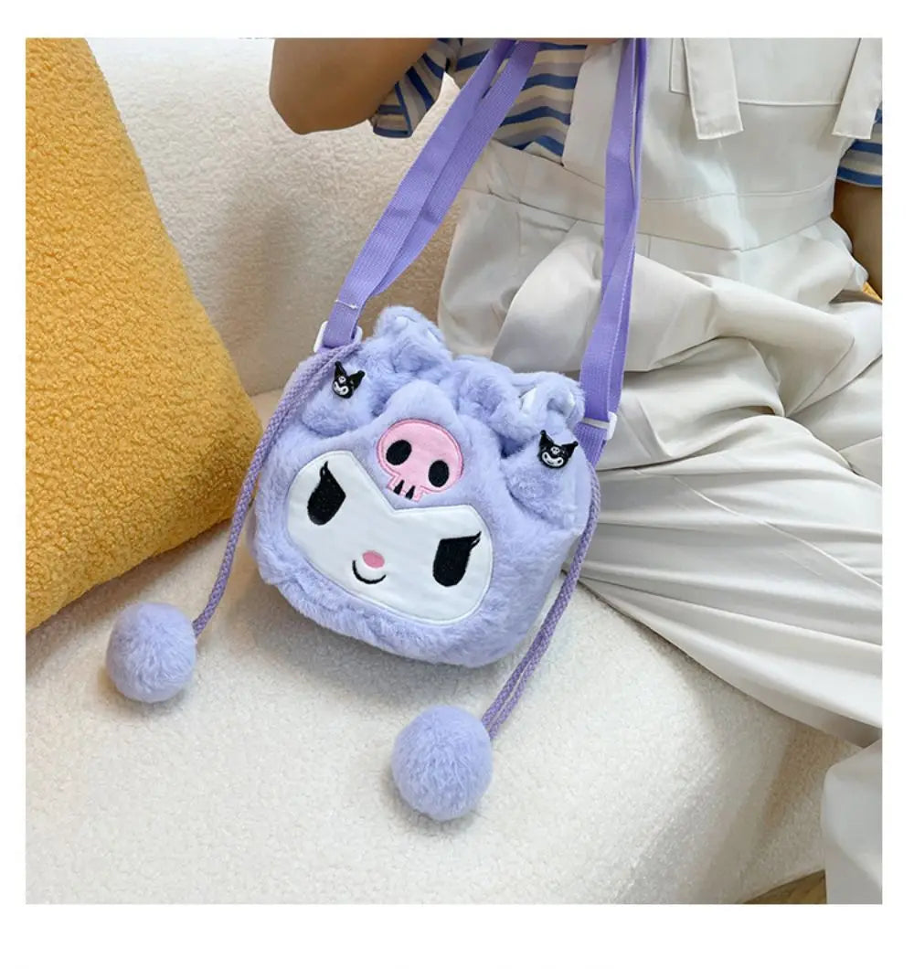 Sanrio  Bag Kawaii Cinnamoroll Handbag Tote Plushie Shoulder Messenger Bags Kuromi Hello Kitty Stuffed Makeup Backpack Gift