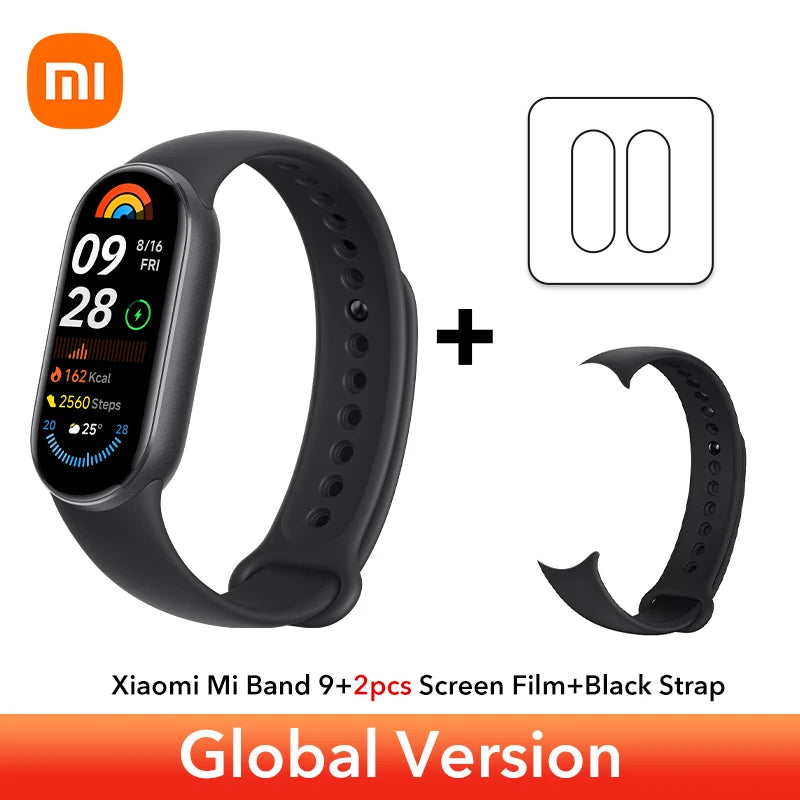 الإصدار العالمي من سوار Xiaomi Smart Band 9 مقاس 1.62 بوصة AMOLED يدعم أكثر من 150 وضعًا رياضيًا وعمر بطارية يصل إلى 21 يومًا ومراقبة النوم SpO2* سوار