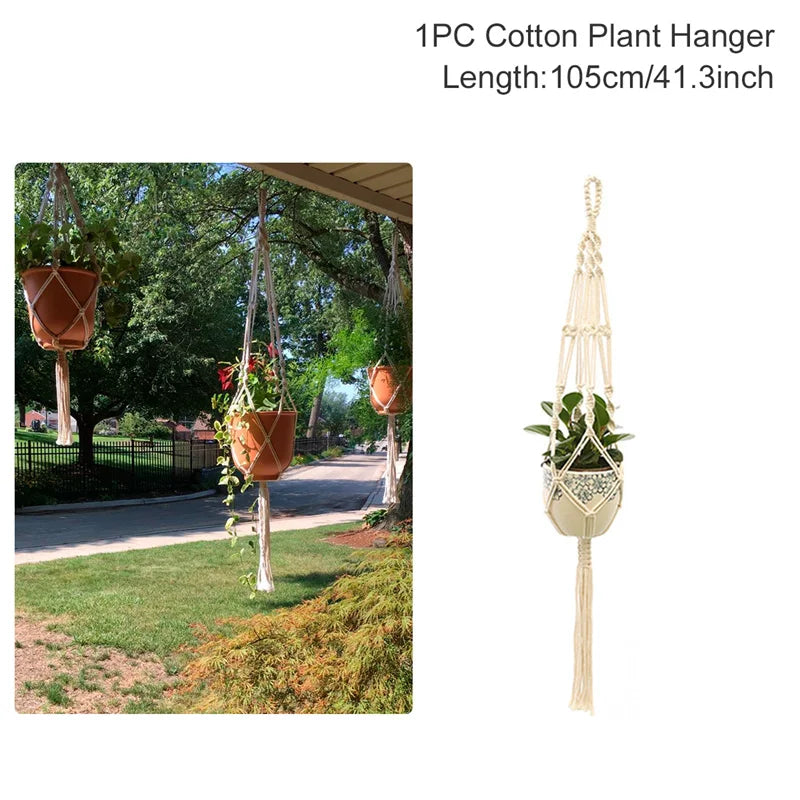 Hanging Plant Handmade Macrame Plant Hanger Flower Pot Planter Hanger Wall Decor Courtyard Garden Hanging Planter Hanging Basket