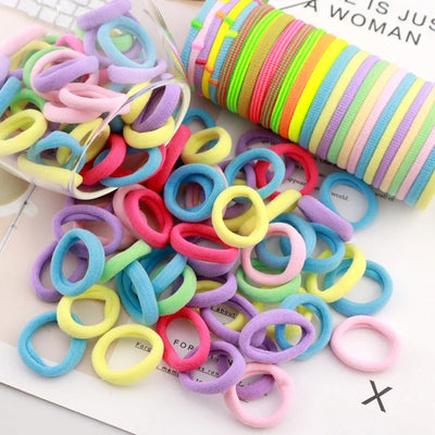 200PCS Women Girls Colorful Nylon Elastic Hair Bands Ponytail Hold Small Hair Tie Rubber Bands Scrunchie Hair Accessories