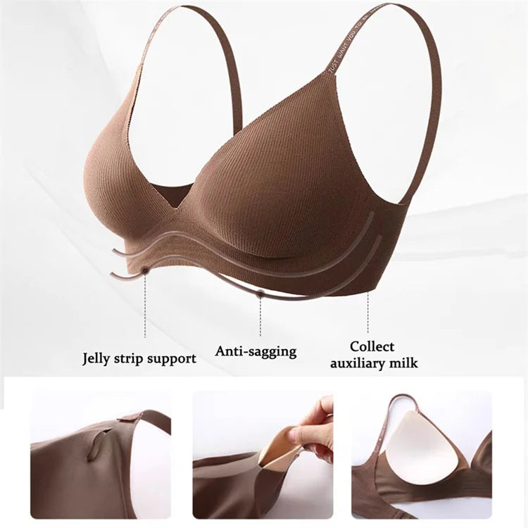 Women Sexy Seamless Bras Deep V Neck Bralette Sexy Lingerie Letter Strap Tops Push Up Underwear Wireless Brassiere for Female