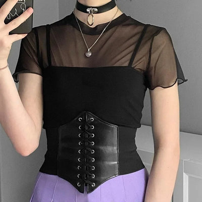 حزام نسائي على الطراز الأوروبي والأمريكي من سلسلة Dark Fashion Waist Seal للربيع والصيف مع حزام خصر French Court