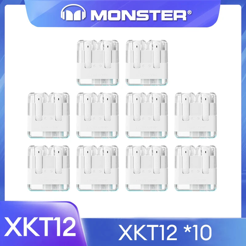 Original Monster XKT12 Gaming Earphones Bluetooth 5.3 TWS Wireless Headset HIFI Sound Earbuds Noise Reduction Headphones 300mAh