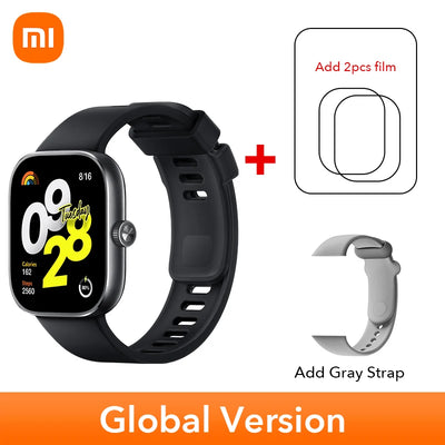 النسخة العالمية من ساعة Xiaomi Redmi Watch 4 الذكية مقاس 1.97 بوصة AMOLED لمراقبة معدل ضربات القلب وأكسجين الدم ودعم مكالمات الهاتف عبر البلوتوث ونظام تحديد المواقع العالمي (GPS)