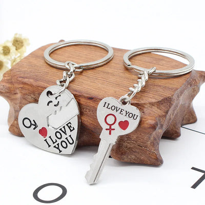 Hot Sale Zinc Alloy Silver Plated Lovers Gift Wedding Favors Couple My Heart Keychain Fashion Keyring Key Fob Creative Key Chain