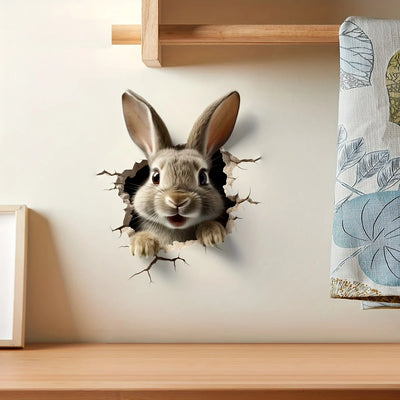 Cartoon 3D Rabbit Wall Stickers Self-adhesive Stickers School Classroom Bedroom Living Room Dining Room Kitchen Bathroom Decor