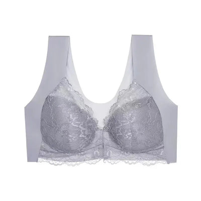 1 Piece Contrast Lace Wireless Bra, Comfy & Elegant Scallop Trim Bra, Women's Lingerie & Underwear